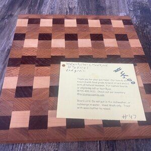 Handcrafted End Grain Cutting Board – Walnut, Maple, Oak & Cherry | 11” x 12.5”